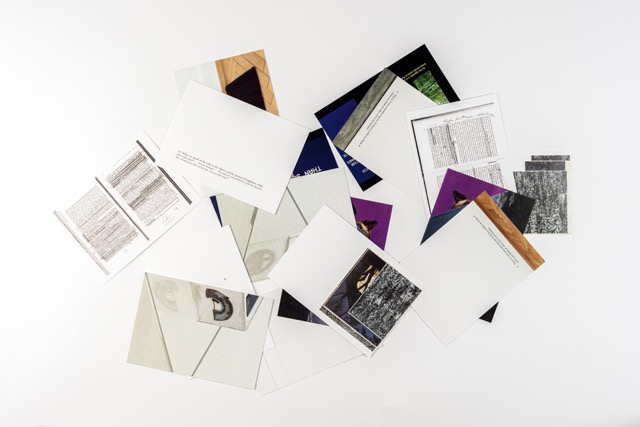 Footnotes I have never seen. A postcard book by Robin Waart with Alejandro Cesarco, Kajsa Dahlberg, Vincent Fecteau, Goda Palekaitė, Claudia de la Torre, Andrew Witkin. Photo: Ayako Nishibori. ISBN 978-90-829362-4-7